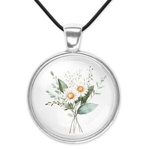 Floral Pendant Black Cord  Necklace